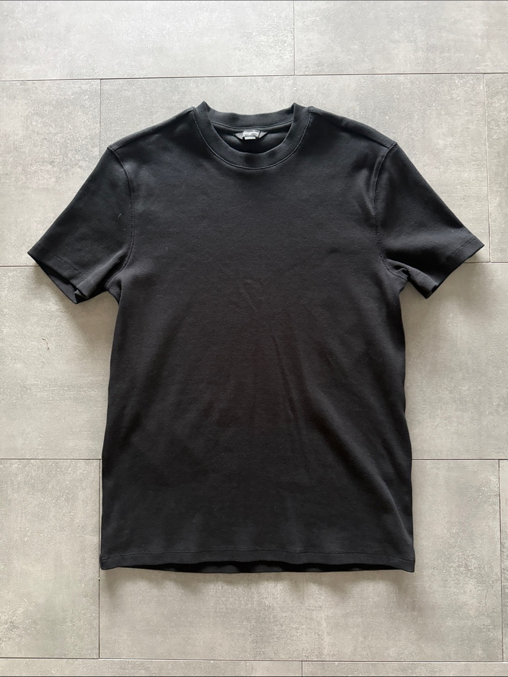 Banana Republic Slim Fit Mini Ribbed Crewneck T-Shirt Medium Black Minimalist